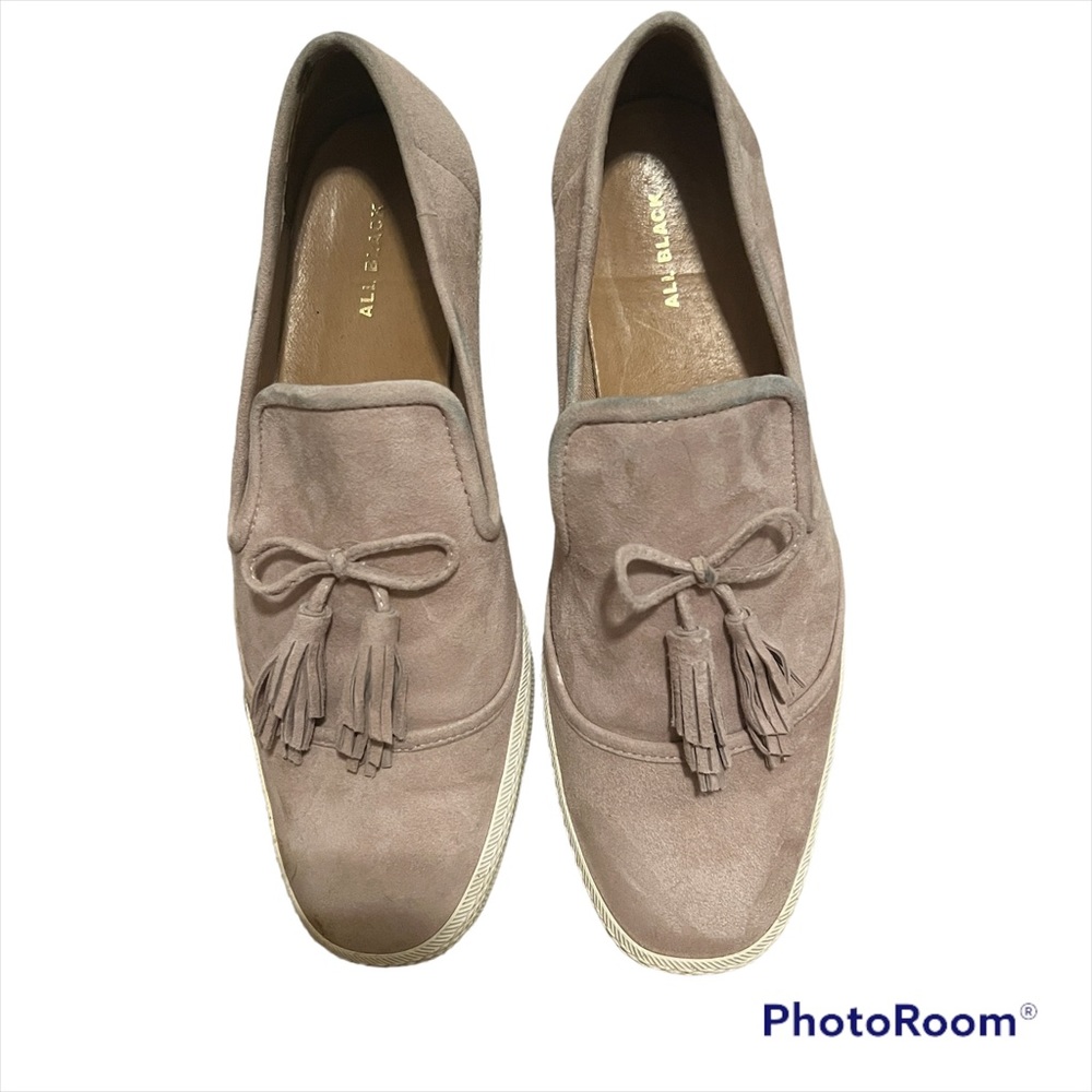 Anthropologie All Black Pink Tassel Sneakers , Size 8.